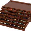 VISWIN 6-Drawer Art Supply Storage Organizer, Beech Wood Artist Storage Box with Removable Dividers, Portable Art Box for Paints, Brushes, Pencils, Pens, Pastels - Walnut