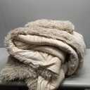 Smoofy Fluffy Queen Comforter Set, Faux Fur Comforter Set Queen Size, Luxury Fuzzy Bedding Set, Soft Shaggy Bed Set for All Season, 3 Pieces - 1 Comforter & 2 Pillowcases, Oatmeal