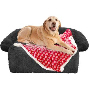 GGIB Calming Dog Bed Christmas Throw Blanket Fluffy Plush Dog Mat Furniture Protector Decoration Holiday Throw for Sofa Couch Cover Large Medium Small Dogs Cats (Extra Large, Dark Grey) (53.0"L x 39.3"W x 6.0"Th)