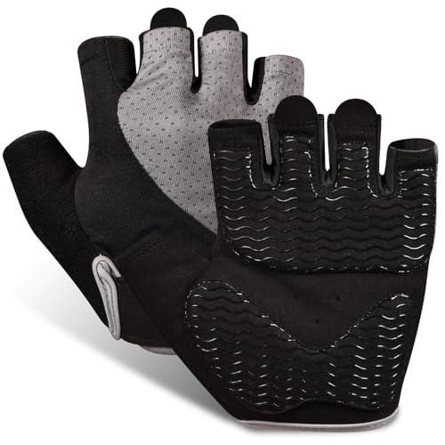 sunnex Workout Gloves for Women - Breathable Weight Lifting Gloves with Non-Slip Silicone Padding, Fingerless Gym Gloves for Cycling, Rowing, Pull Ups & Training Small