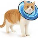 PetThem Soft Cat Cone Collar, Adjustable Cat Recovery Collar, After Surgery to Stop Licking, Waterproof & Easy to Clean, Lightweight Elizabethan Collar for Cats and Small Dogs (Astral Depth, S)
