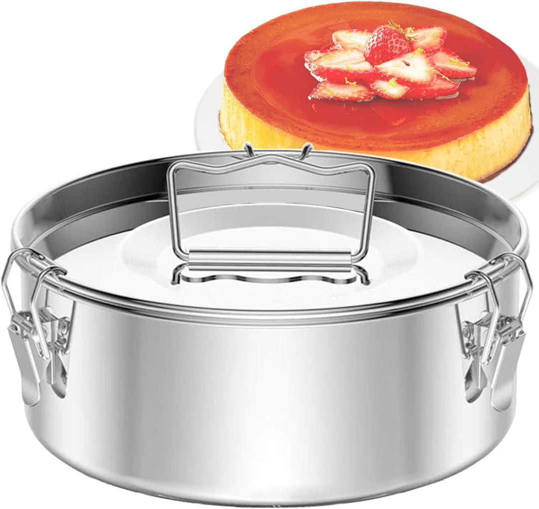 Flan Pan Flanera Mold, Stainless Steel Flan Mold with Lid - Flan Maker for 8 Quart Instant Pot