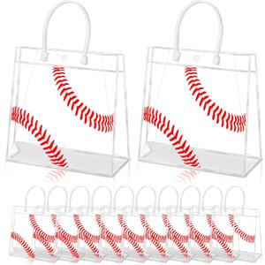 24Pcs Baseball Gift Bags, Baseball Goodie Bags with Handles Clear PVC Sport Theme Party Favor Bag for Team Competition Birthday Treat Snack Gifts