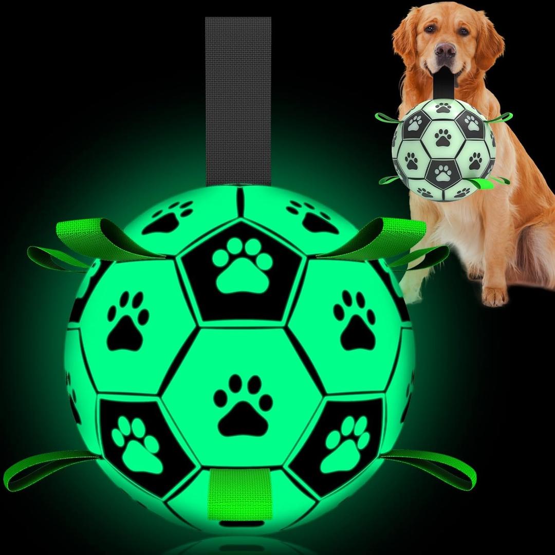 QDAN Dog Ball, Glow in The Dark Dog Toys, Light Up Soccer Ball for Dogs, Outdoor Dog Toys, Doggy Water Toy, Puppy Birthday Gifts for Medium Large (8 Inch) QDAN Dog Ball, Glow in The Dark Dog Toys, Light Up Soccer Ball for Dogs, Outdoor Dog Toys, Doggy Water Toy, Puppy Birthday Gifts for Medium Large (8 Inch)