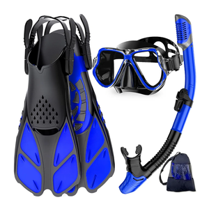 Zenoplige Mask Fins Snorkel Set, Snorkeling Gear for Adults, Panoramic View Snorkel Mask Anti-Fog, Adjustable Dive Flippers, Dry Top Snorkel and Travel Bag, Scuba Gear for Swimming Snorkeling Diving