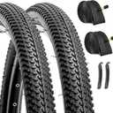 Hycline 2-Pack Mountain Bike Tires Set: 20/24/26/27.5-inch Folding Replacement Puncture-Resistant Bicycle Tires and Pair 20/24/26/27.5-inch Inner Tubes with Tire Levers for MTB Off-Road Bike