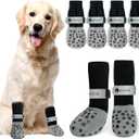 Anti-Slip Dog Socks for Hardwood Floors, Non-Slip Socks with Reflective Strips to Provide Paw Protection, Reflective Grip Socks for Senior Dogs, Prevent Licking & Scratches, 6 PCS Set - L