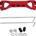 povtii Battery Hold Down Sets, Aluminum Alloy Car Battery Holder Kit with J Hook Nut Spacers, Automotive Battery Hold Down Bracket Lock Accessories Universal for Most Vehicles (Red)