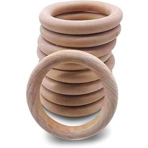 30Pcs Unfinished Wooden Rings Natural Wood Rings Without Paint 2.15"(55mm) for Craft DIY Ring Pendant Connectors Jewelry Making, Pack of 2
