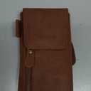Leather Phone Holster - Genuine Full-Grain Buffalo Leather Cell Phone Holsters - for iPhone 16, 15, 14, 13pro, Galaxy S24, S23, S22-7 X 3.5" Coffee
