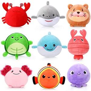 Harrycle 21 Pcs Mini Sealife Stuffed Animals 3.15 Inch Stuffed Shark Turtle Ocean Animal Soft Plushies for Birthday Ocean Party Decors Gift Bag Fillers Easter Basket Stuffers Classroom Prizes