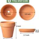 Orceler 4 Inch Terracotta Pots with Saucer - 6 Pack Small Clay Plant Pots with Drainage Holes, Flower Pots with Tray, Terra Cotta Pots for Indoor Outdoor Plants, Crafts, Wedding Favor