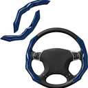 Carbon Fiber Steering Wheel Cover with Anti-Slip Lining and Segmented Design 2pcs Universal Steering Wheel Protector for Men and Women, Car Interior Accessory (Blue)