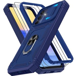 Gritup for Samsung Galaxy A13 4G Case with 2PCS Screen Protector, Build in 360 Rotating Ring Kickstand, Military Grade Protective Cover for A13 4G Phone, Blue