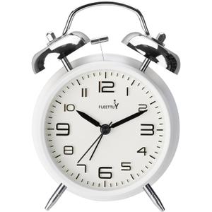 (Loud Alarm for Deep Sleepers 4'' Twin Bell Alarm Clock, Stereo Digital Dial Alarm Clock with Backlight for Bedroom and Home Decoration(Aurora White)