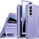 Spugan for Galaxy Z Fold 4 Case, S Pen Holder & Privacy Screen Protector & Kickstand & Hinge Protection, Slim Rugged Military-Grade Shockproof Protective Phone Case for Samsung Fold 4 (Purple)