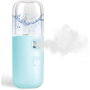 GIVERARE Nano Facial Steamer, Handy Mini Mister, USB Rechargeable Mist Sprayer, 30ml Visual Water Tank Moisturizing & Hydrating for Face, Daily Makeup, Skin Care, Eyelash Extensions-Blue PACK OF 4