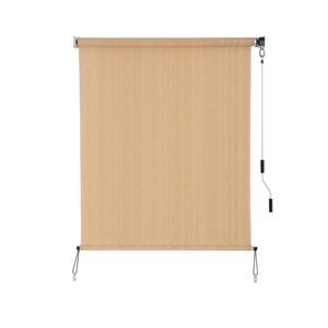 SEEYE Outdoor Sunshade Roller Shades 6' W x 8' H, Cordless Roll Up Shade Blinds Privacy Screen with 90% UV Protection, Exterior Patio Shade Cloth for Porch Pergola Balcony Backyard Windows, Walnut