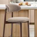 COLAMY Counter Height Bar Stools, Kitchen Bar Stools with Back, Mid Century Modern Upholstered, with Wood Legs for Kitchen Island Dining Room, Camel