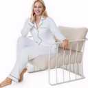 Women Long Sleeve Pajama Set Modal Button Down 2-Piece Pjs Pants Sleepwear Lounge Set (XL)