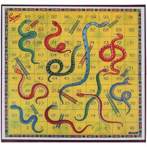 Classic Snakes and Ladders Board Game  Foldable Family Board Game with Dice & Pawns, Retro Educational Toy for Kids & Adults, Travel Portable Game Set for 2-4 Players Ages 3+