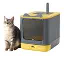 LCZLBRRD Upgraded Fully Enclosed Cat Litter Box with Lid, Covered Cat Box Enclosure, Anti-Splashing Easy to Clean Kitty Litter Boxes with Drawer, 3 Modes can Use from Kitten to Adult(Yellow&Grey)