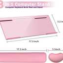 Computer Keyboard Wrist Rest Stand Set for Desktop, Keyboard Holder Easy Typing with Wrist Pad for Office, Home, School - Pink