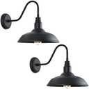 GOALPLUS 14 Inch Outdoor Gooseneck Light Fixture for Porch, 2 Pack Large Exterior Barn Lights for Farmhouse, Black Outside Wall Sconce for Porch Patio Garage