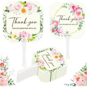 50Pcs wedding fans personalized, Thank You Fans for Hot Outdoor Wedding Ceremony Gift Party Favors, Plastic Hand Held Fans Personalized Wedding Favors for Guests Bulk