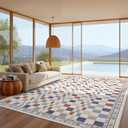 GarveeHome 8x10 Rug for Bedroom Modern Colorful Checkered Rug for Living Room Non-Slip Machine Washable Throw Floor Carpets Low Pile Contemporary Abstract Nursery Area Rug for Playroom Kids Room (Circus)