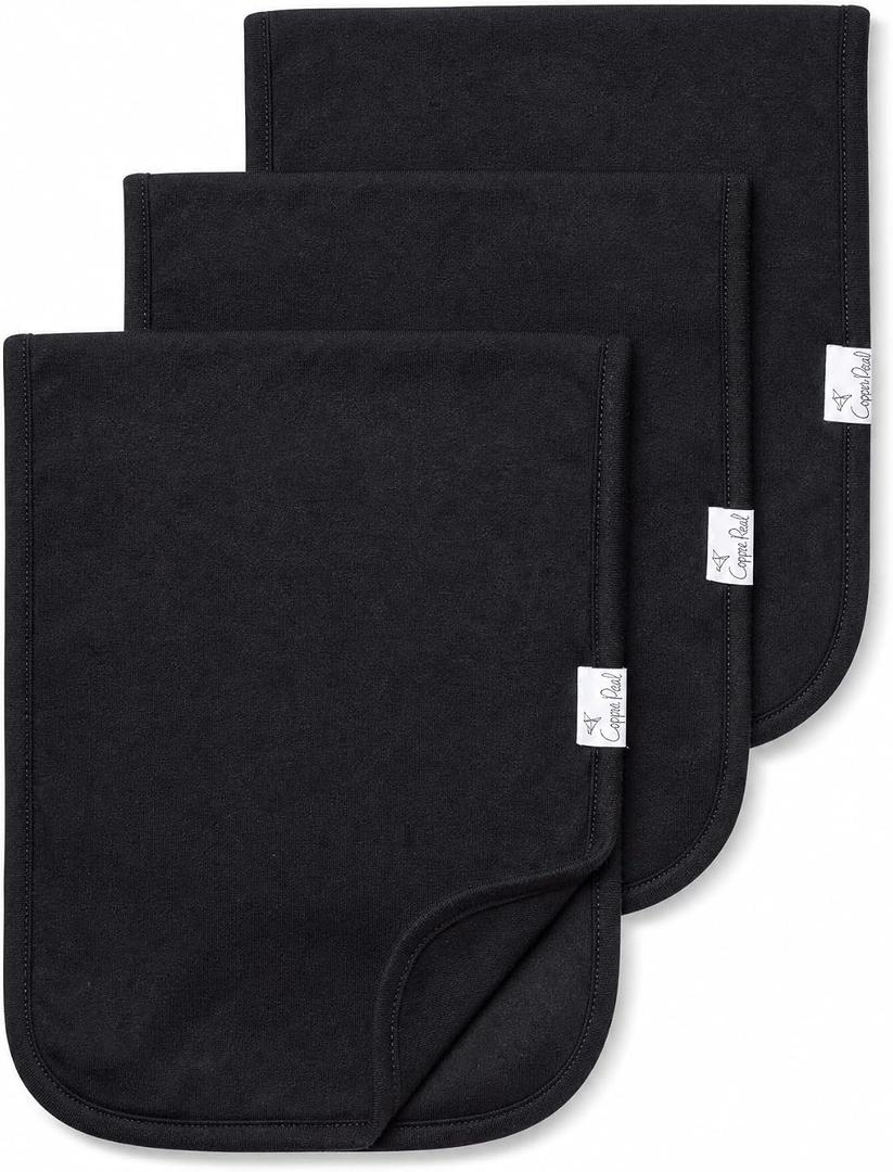 Copper Pearl Premium Baby Burp Cloths - 3-Pack Large Cotton Burp Cloths, Extra Soft Spit Up Rags with 3 Absorbent Layers, Perfect for Baby Boy and Baby Girl Gifts, 21 x 10 Inches