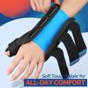 FEATOL Carpal Tunnel Wrist Brace Night Support, Thumb Spica Splint Right Hand for De Quervains Tenosynovitis, Tendonitis, Thumb Brace for Women Men, Black Blue, Small/Medium