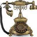 Dyna-Living Vintage Telephone Antique Phone Rotary Old Fashion Phone Vintage Landline Phone Decor, Ringtone Volume Adjustable Rotary Retro Telephone for Home or Office Use (Bronze)