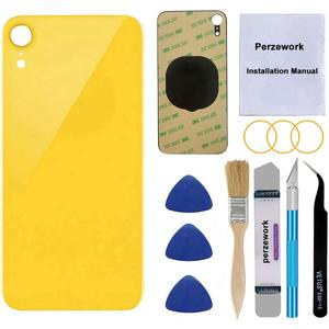 OEM Rear Back Glass Replacement for iPhone XR 6.1 inches with Reparing Toolkit and Pre-Installed Adhesive (Yellow)