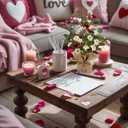 17.7" Daisy Heart Table Tree Decorative with Red Heart Floral Berry, 20 LED Light UP Small St Patricks Day Trees for St Patricks Day Party Home Table Centerpiece Spring Decor (1 Pcs)