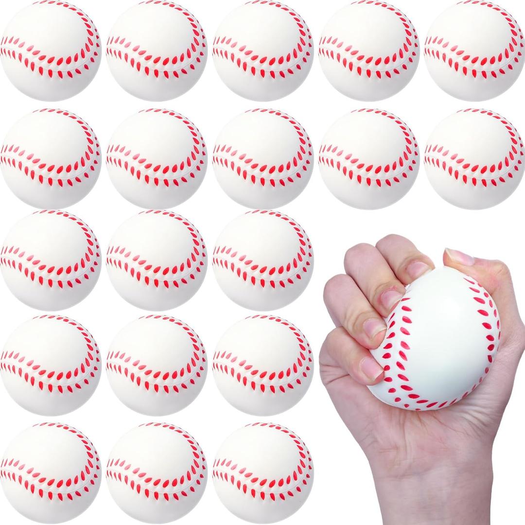 Silipull 48 Pack Baseball Stress Ball 2. 75 Inch Mini Squeeze Foam Baseball Practice Training Soft, Relaxable Ball for Themed Party Favors Indoor Outdoor Men Women Player Sports Throwing Catching