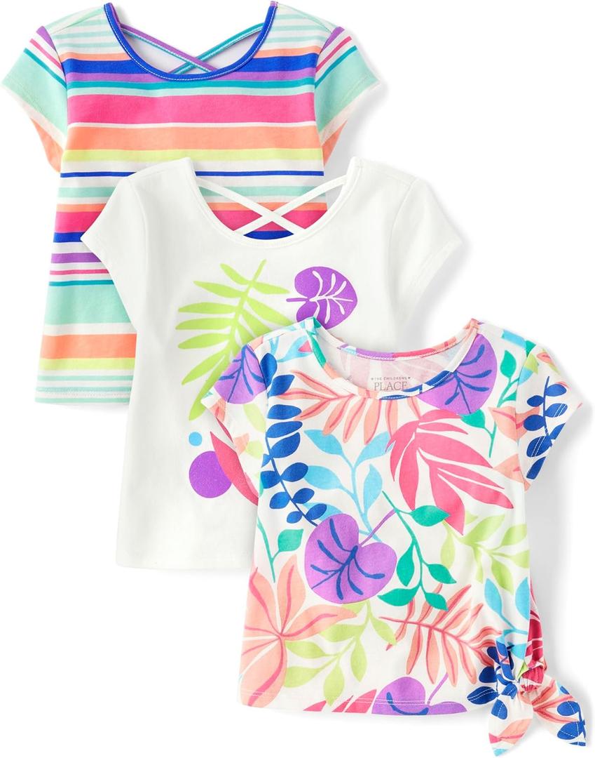 The Children's Place Baby Girls' and Toddler Short Sleeve Everyday T-Shirts (White), Size 15