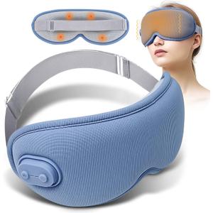 Cordless Heated Eye Mask,Light Blocking 3D Sleeping Eye Mask with Adjustable Heat, Vibration and Timer Settings,Portable Rechargeable Mask,for Eye Fatigue, Better Sleep,Dry Eye Comfort, Men & Women