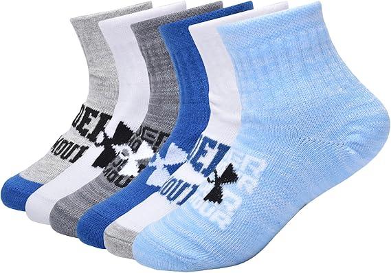 Under Armour Girls' Quarter Socks (4-6, Light Blue)