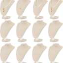 Huquary 12 Pcs Necklace Stand Display Jewelry Bust Display Stands Necklace Stand Jewelry Photography Props for Selling for Home Store Trade Shows(Flaxen,Linen)