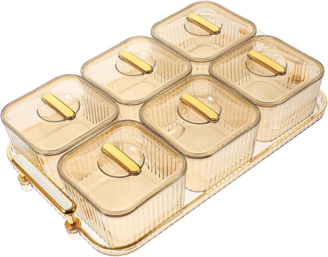 GLEAVI 1 Set Divided Appetizer Tray Dip Serving Bowl Clear Fruit Tray with Lid Dry Fruit Bowl with Cover Desserts Serving Plate Dry Fruit Tray with Lid Coffee Table