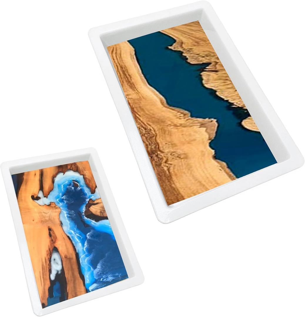 Large Reusable Epoxy Mold - 19.6 * 11.8 * 3 inch and 15.8 * 9.8 * 3 inch, River Table Mold, Cutting Board Molds for Epoxy Resin, Coffee Table, Charcuterie Board, Art Panel