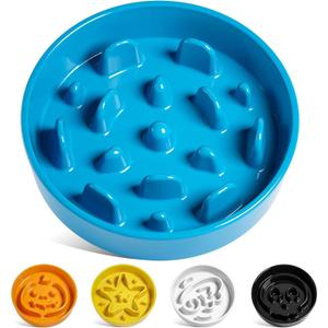 LE TAUCI Dog Bowls Slow Feeder Ceramic, 1.5 Cup Slow Feeding Bowl for Small and Medium Breed, Puzzle Dog Food Bowl for Fast Eater, Vortex Blue