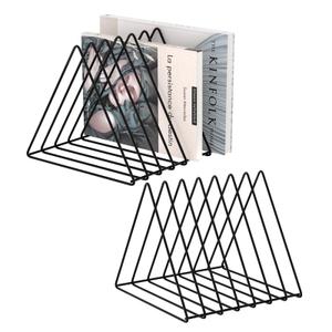 Urban Deco Triangle Desk Organizers Metal Wire Magazine Holder 7 Sections Decorative Organizer Vinyl Record Storage Office File Organizer For Desk - Black Magazine File Holder - Pack of 6