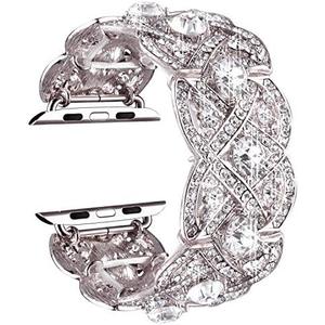 VIQIV Bling Bands for Apple Watch 40mm 44mm Iwatch Series 4 3 2 1, Diamond Rhinestone Stainless Steel Metal Bracelet Wristband Strap for Women, womens, Silver, 40mm