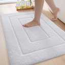 DEXI Bathroom Rug 36x24, Non Slip Washable Bath Mat for Shower Floor, Absorbent Soft Bathmat with Rubber Backing, Quick Dry Microfiber Carpet, White