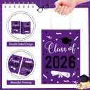 Cholemy 50 Pcs Graduation Gift Bags Bulk Class of 2026 Kraft Paper Bags with Handles Congrats Grad Party Favors for College High School University Decoration, 5.91 x 3.15 x 8.27 Inches(Purple)