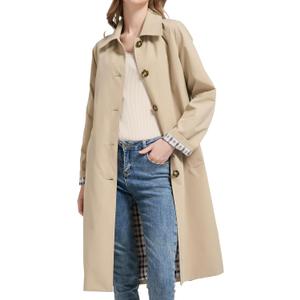 Orolay CHIIONE Trench Coat Women Waterproof Single Breasted Lightweight Rain Jacket with Deep Pockets for Spring & Travel (Medium, Lightkhaki)