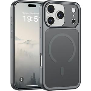 SUPFINE Magnetic for iPhone 17 Pro Case (Compatible with MagSafe)(Military Grade Drop Protection)(Camera Protection) Translucent Matte Shockproof Phone Cover,Gray