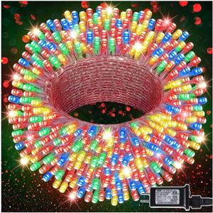 LJLNION 300 LED String Lights Outdoor Indoor, Extra Long 98.5FT Christmas Lights, 8 Lighting Modes, Plug in Waterproof Fairy Lights for Wedding Party Bedroom Decorations (Multicolor)